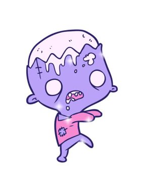 Sevimli çizgi film zombisinin ışıltı etkisi