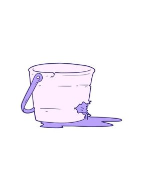 Kırık kova çizgi filminin dönen hareketli animasyonu