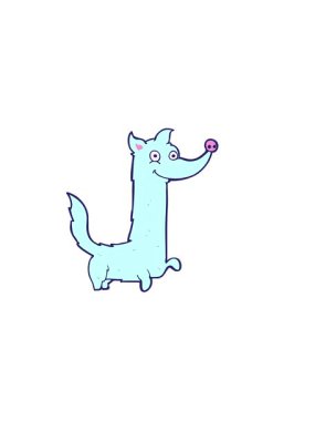 horizontally vibrating animation of illustration of a happy dog
