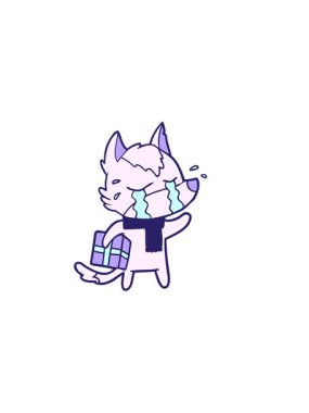 Karikatür ağlayan kurdun yatay titreşimli animasyonu.