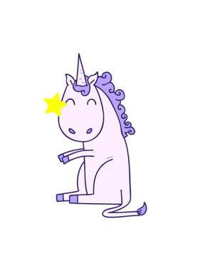 Parıldayan yıldızlar, tek boynuzlu at çiziminin el animasyonunu etkiler.