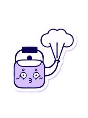 Tatlı, dumanı tüten bir çizgi filmin çıkartmasının neon ışık efekti animasyonu