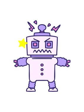 Parıldayan yıldızlar, el çizimi tuhaf robot çizgi filmlerinin animasyonunu etkiler.