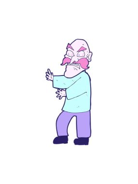 Kızgın yaşlı adamın çizgi film animasyonu.