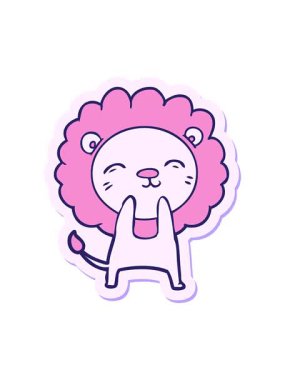 Çizgi film aslanının çıkartmasını salla ve duraklat