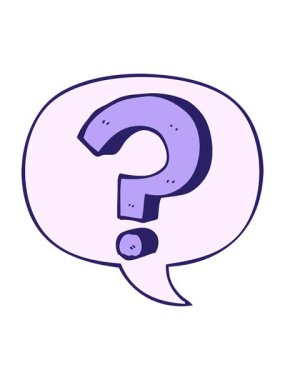 Konuşma baloncuğu ile çizgi film soru işaretinin basınçlı canlandırması