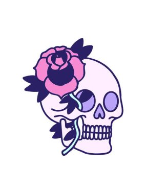 Dövmenin geleneksel kafatası ve gül stilinde hareketlendirilmesi