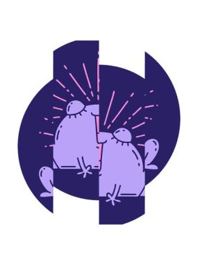 Dövme stili mutlu kurbağa tasarımının bölünmüş hareket animasyonu