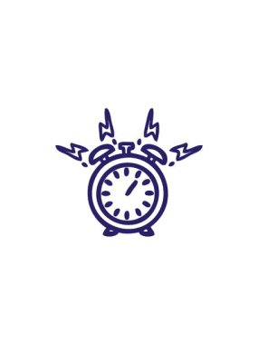 Çalan bir alarm saat simgesinin karikatürünü çizen çizginin radyoaktif parlayan animasyonu