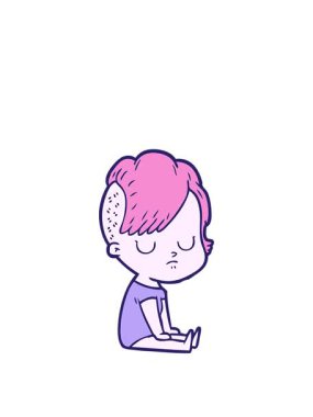 Çizgi film kadın neon çizim tasarımının animasyonunu genişletiyorum