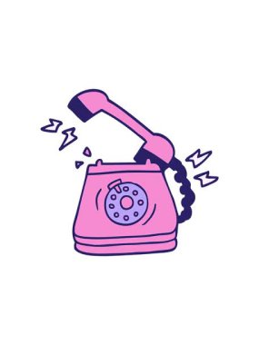 Çizgi film karalamalarının hareketli animasyonları. Eski bir çevirmeli telefon.