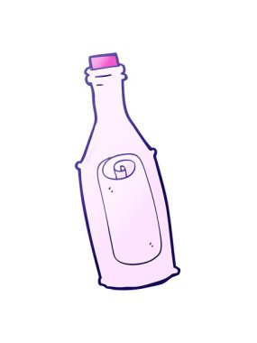 Şişedeki çizgi film mesajının titreşimli animasyonu