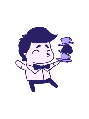 Dikkat çekici bir çizgi film canlandırması. Güzel bir kawai garsonu.