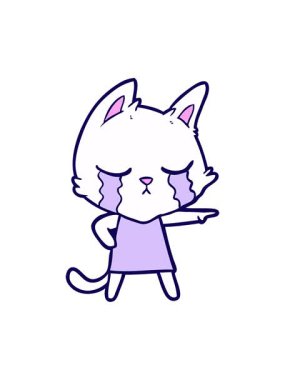 Ağlayan çizgi film kedisinin neon ışık efektleri.