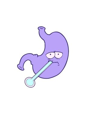 attention grabbing animation of cartoon upset stomach