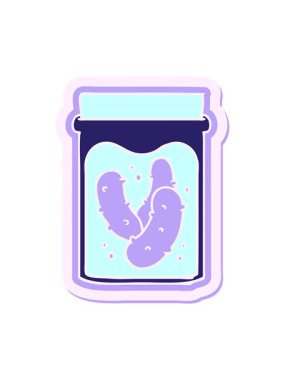 Çizgi film çıkartması turşu kavanozunu salla ve durdur.