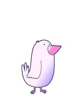 stretching up animation of cartoon hand drawn bird