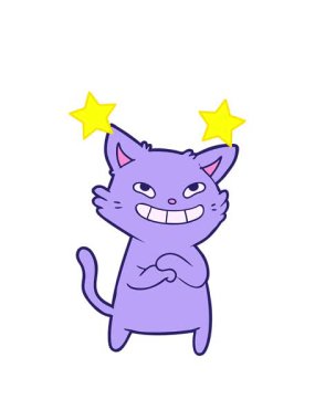 dönen yıldızlar mutlu çizgi film kedi çizimlerinin animasyonu