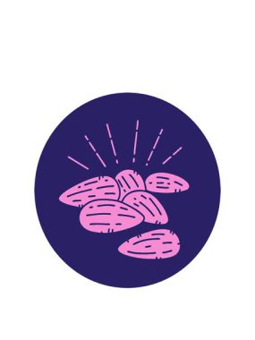 stretching up animation of icon of a tattoo style almonds