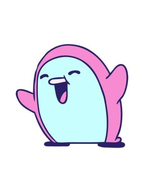 parlak ışık efekti penguen kawaii sevimli çizgi film animasyonu