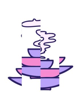 Bir yığın Japon yemek kasesinin hareketli animasyonu.