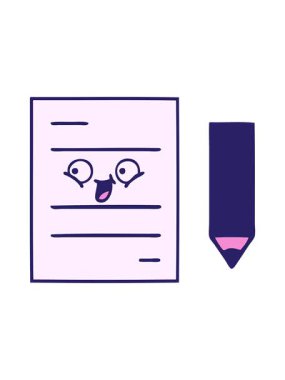 Sınav kağıdının sevimli çizgi filminin ışık efekti animasyonu