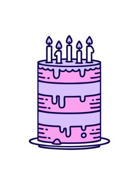 Doğum günü pastası çiziminin neon ışık efekti animasyonu