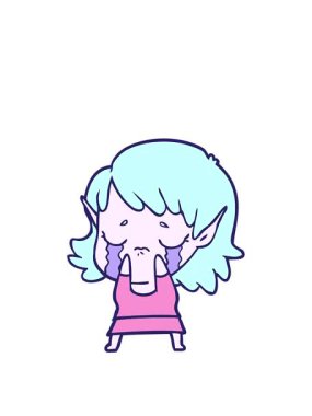 Çizgi film ağlayan elf kız tasarımı animasyonu