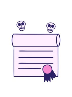 sertifikanın şirin bir çizgi filminin kafatası animasyonu