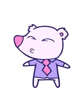 jiggle and pause animation of polar bear in shirt and tie cartoon