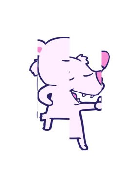 Tatlı bir oyuncak ayının karikatürünü bölme hareketi.