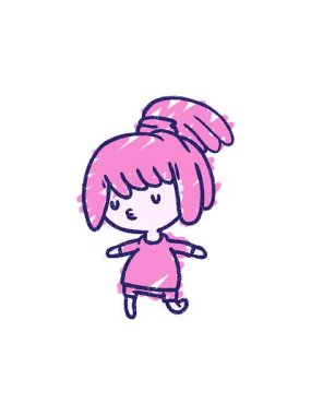 popping motion animation of Happy Woman Chalk Drawing