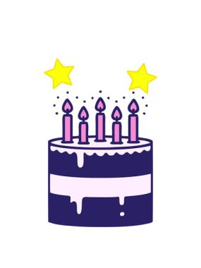 Dönen yıldızlar geleneksel pasta şeklinde dövme animasyonu