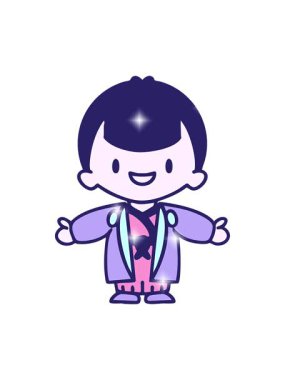 Gelinlik giymiş kolları açık Japon bir adamın ışıltı efekti.