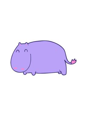 spinning motion animation of cute cartoon hippo