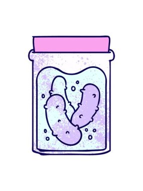 Elle çizilmiş çizgi film karikatürü turşu turşusu kavanozunun neon ışığı animasyonu