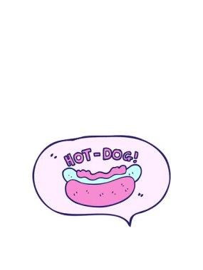 Freehand çizilmiş konuşma balonu çizgi filmi hotdog 'un zıplama hareketi animasyonu