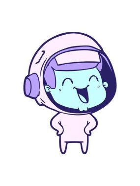 Mutlu el çizilmiş astronotun basınçlı animasyonu