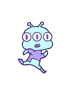 Çizgi film üç gözlü uzaylının hareketli animasyonu