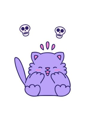 Küçük bir kedinin çizgi filminin kafatası animasyonu.