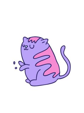 Yanıp sönen radyal çizgiler çizgi film kedisinin el çizimlerinin animasyonu