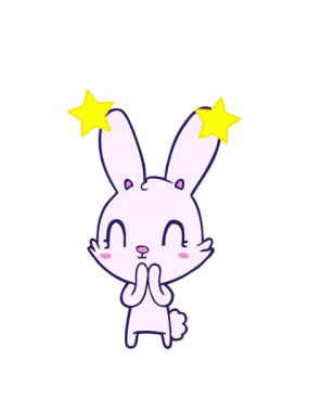 dönen yıldızlar sevimli çizgi film tavşanının animasyonu