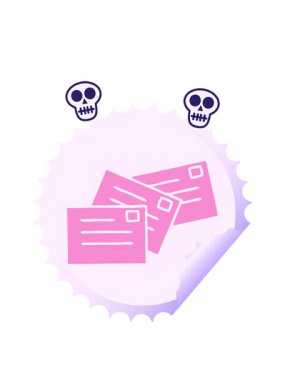 dairesel soyulmuş kafatası animasyonu. Harflerin çıkartma karikatürü.