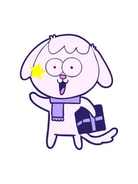 Parıldayan yıldızlar, Noel hediyeli şirin çizgi film köpeğinin animasyonunu etkiler.