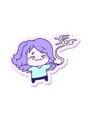 Şirin Kawaii yaşlı kadının el yazısıyla çizilmiş karikatürü titreşimli animasyonu