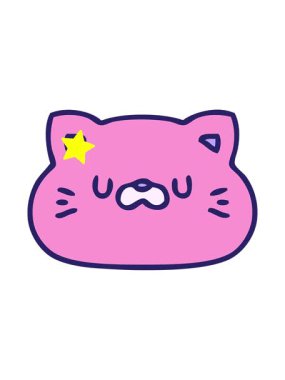 Parlayan yıldızlar, küçük şirin bir kedi suratının çizgi filminin animasyonunu etkiler.