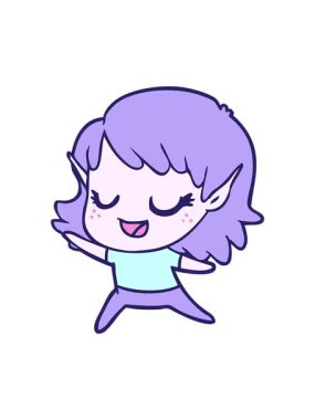 Karton mutlu elf kız dansının hareketli animasyonu