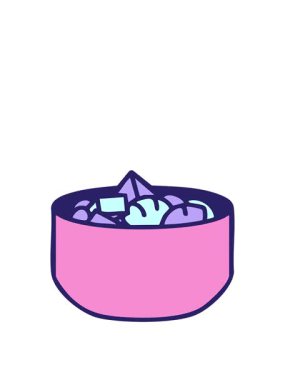 Karışık deniz ürünleri ve sebze Japon yemek kasesinin animasyonunu genişletiyor.