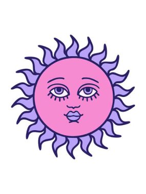 Yüzü olan güneşin ikonik dövme görüntüsünün animasyonunu bob ve duraklat