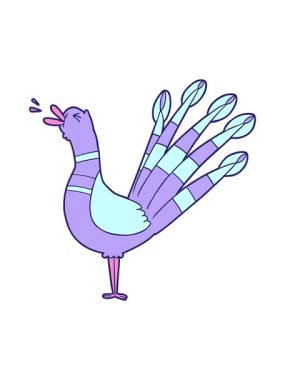 tavus kuşunun çizgi filminin efekt animasyonunu göster